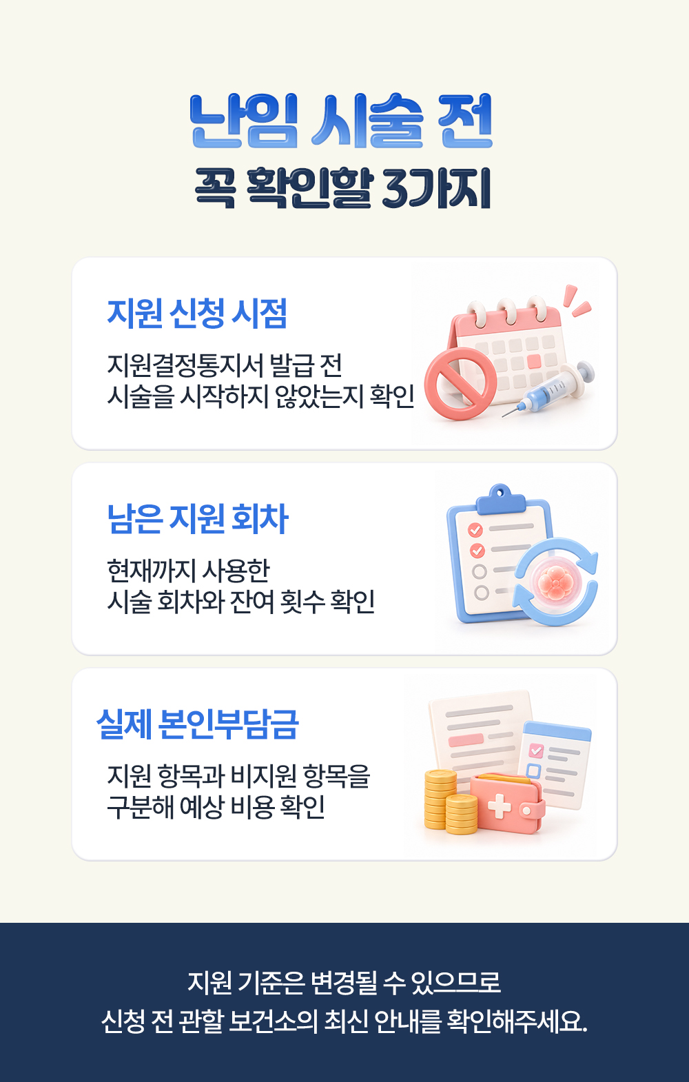 지원 신청 시점과 남은 지원 회차, 실제 본인부담금까지 난임 시술 전에 확인할 세 가지