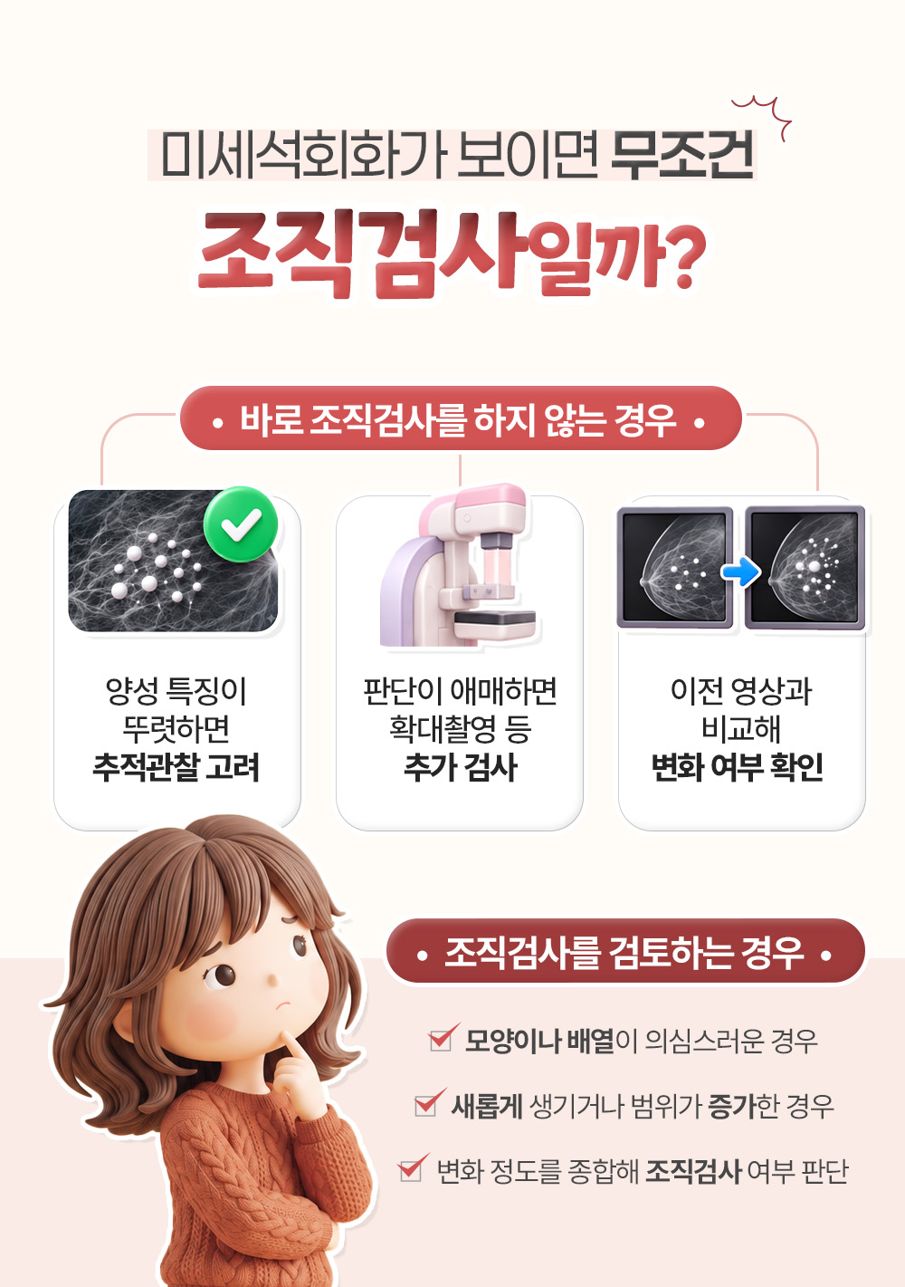 바로 조직검사를 하지 않는 경우 셋을 앞에 두고 검토하는 경우 셋을 뒤에 둔 장