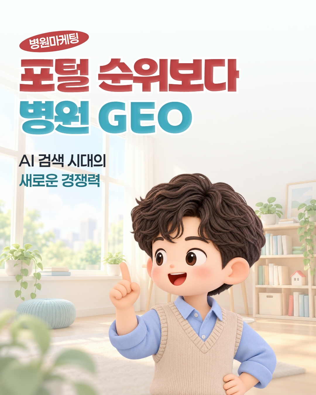 크리앤서 인사이트 「병원마케팅 — 포털 순위보다 병원 GEO」 표지. AI 검색 시대의 새로운 경쟁력