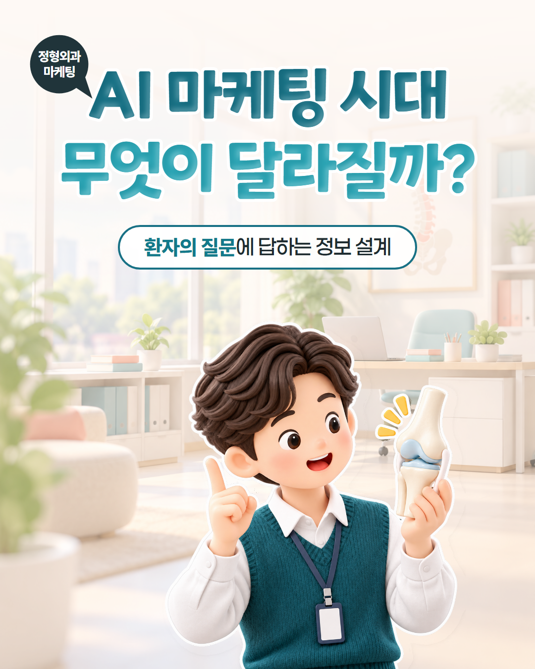 크리앤서 인사이트 「정형외과마케팅 — AI 마케팅 시대 무엇이 달라질까?」 표지. 환자의 질문에 답하는 정보 설계