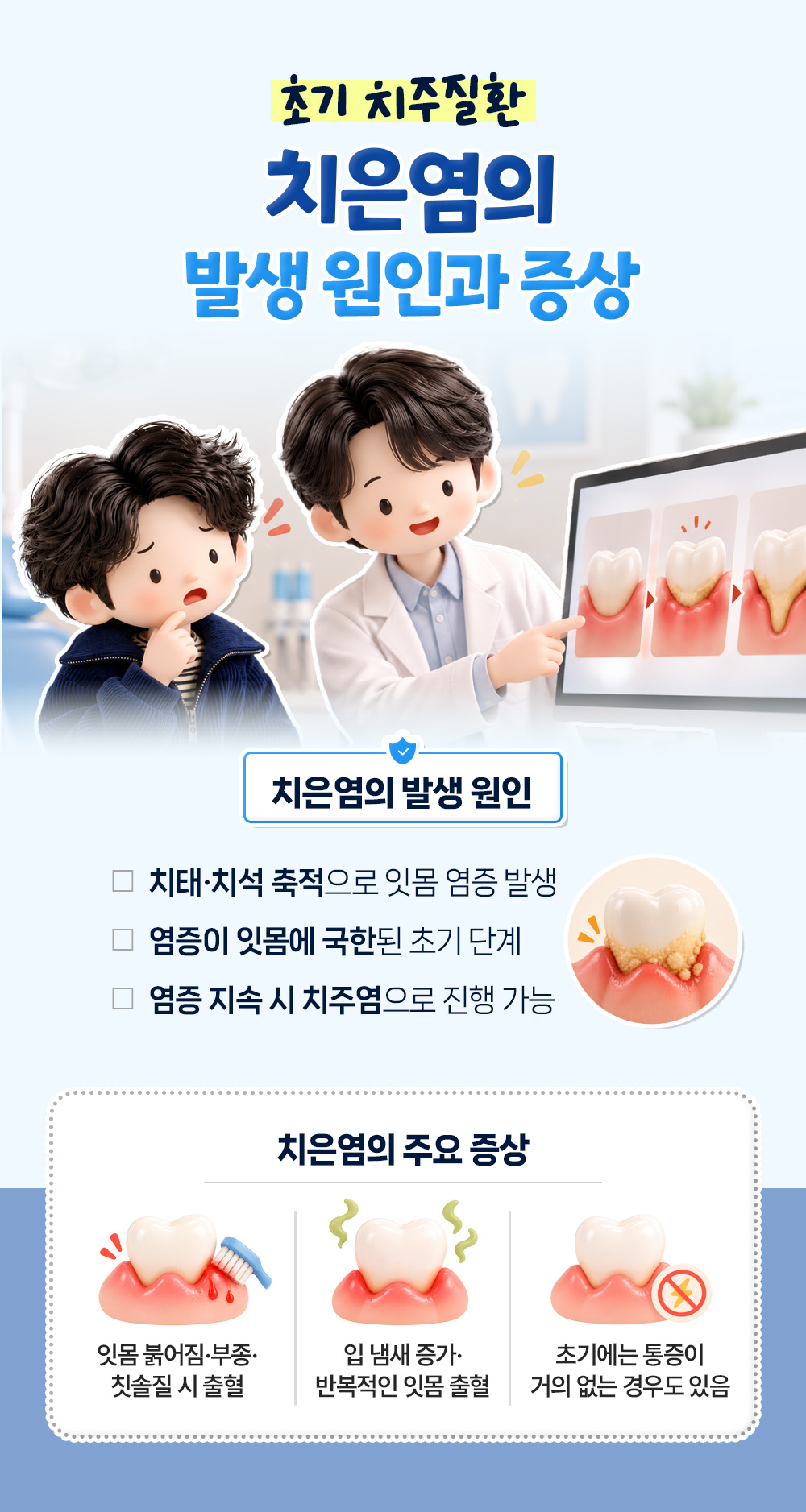 치태와 치석이 쌓여 잇몸에 염증이 생기는 초기 단계 치은염의 원인 셋과 잇몸 출혈, 입 냄새 등 주요 증상 셋