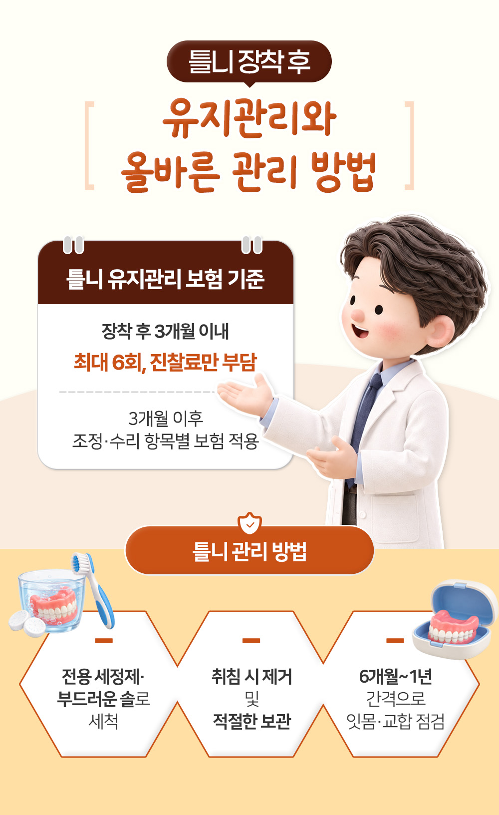 장착 후 3개월 이내 최대 6회 진찰료만 내는 유지관리 기준과 세척·보관·정기 점검의 관리 방법 셋